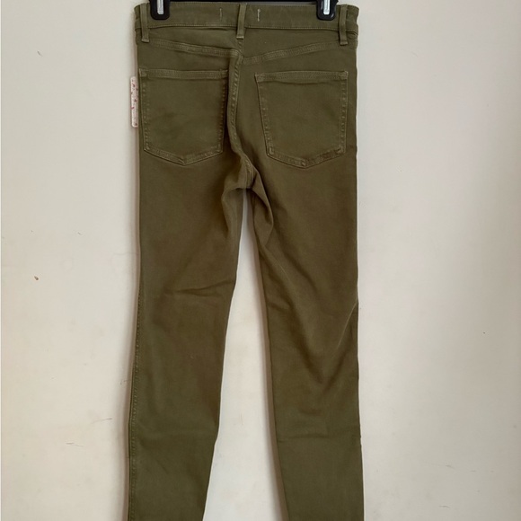 Free People New high rise skinny jeans Size 27 army Green Frayed Raw Hem Jeggins - Picture 6 of 6